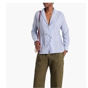 Alex Mill Karlie Tie-Detailed Blue and White Button Down Shirt Size Med